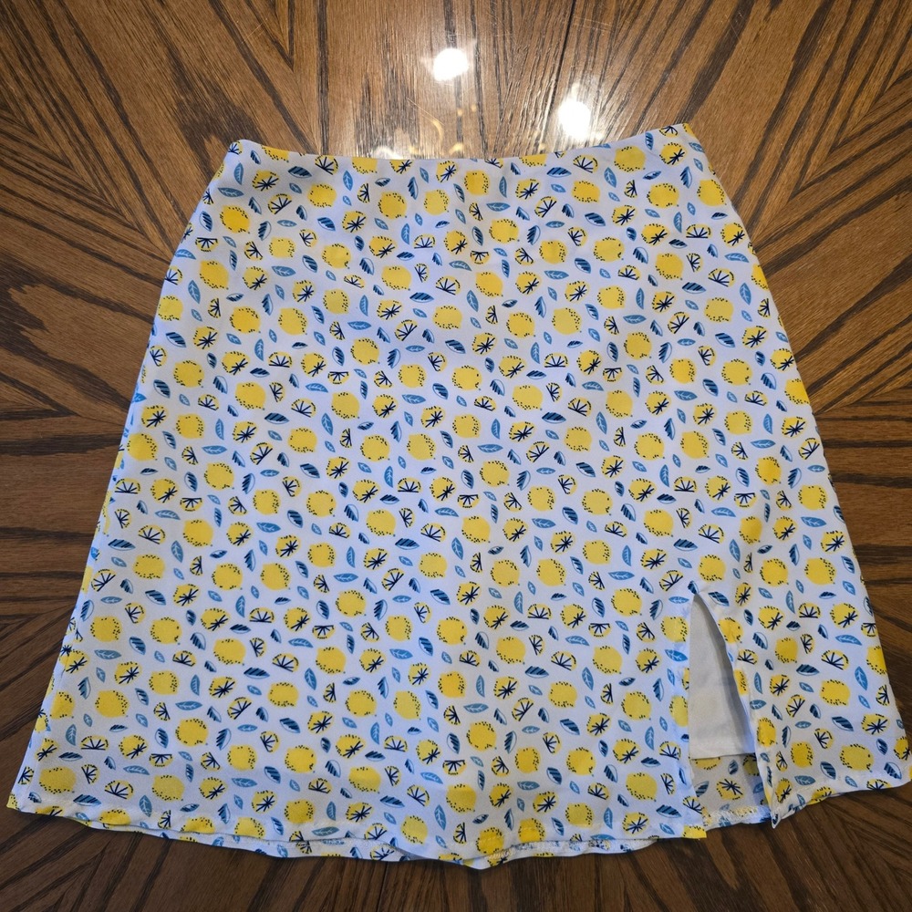 Princess Polly Lemon Print Mini Skirt Size 0 A-Line Summer Cottagecore